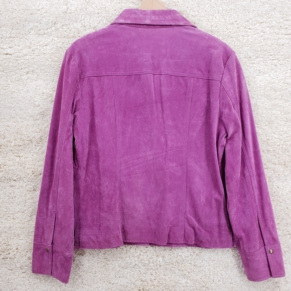 VINTAGE A.M.I. US women Medium purple jacket leather fully lined snap front cuff - Picture 3 of 8